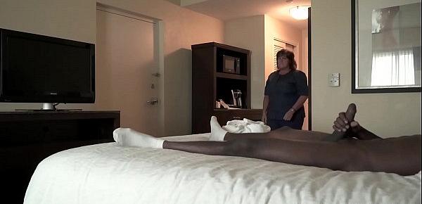  NICHE PARADE - BBW Hotel Maid Strokes Big Black Cock With White Hands